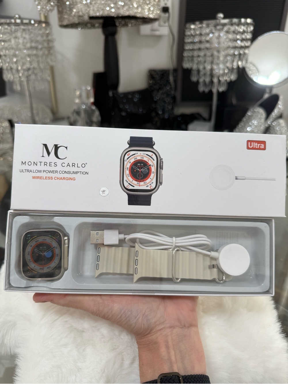 Ultra Smartwatch in Beige with Wireless Charging